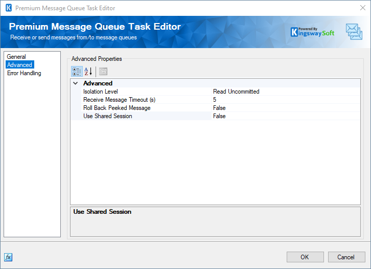SSIS Premium Message Queue Task Editor - Advanced - Kafka